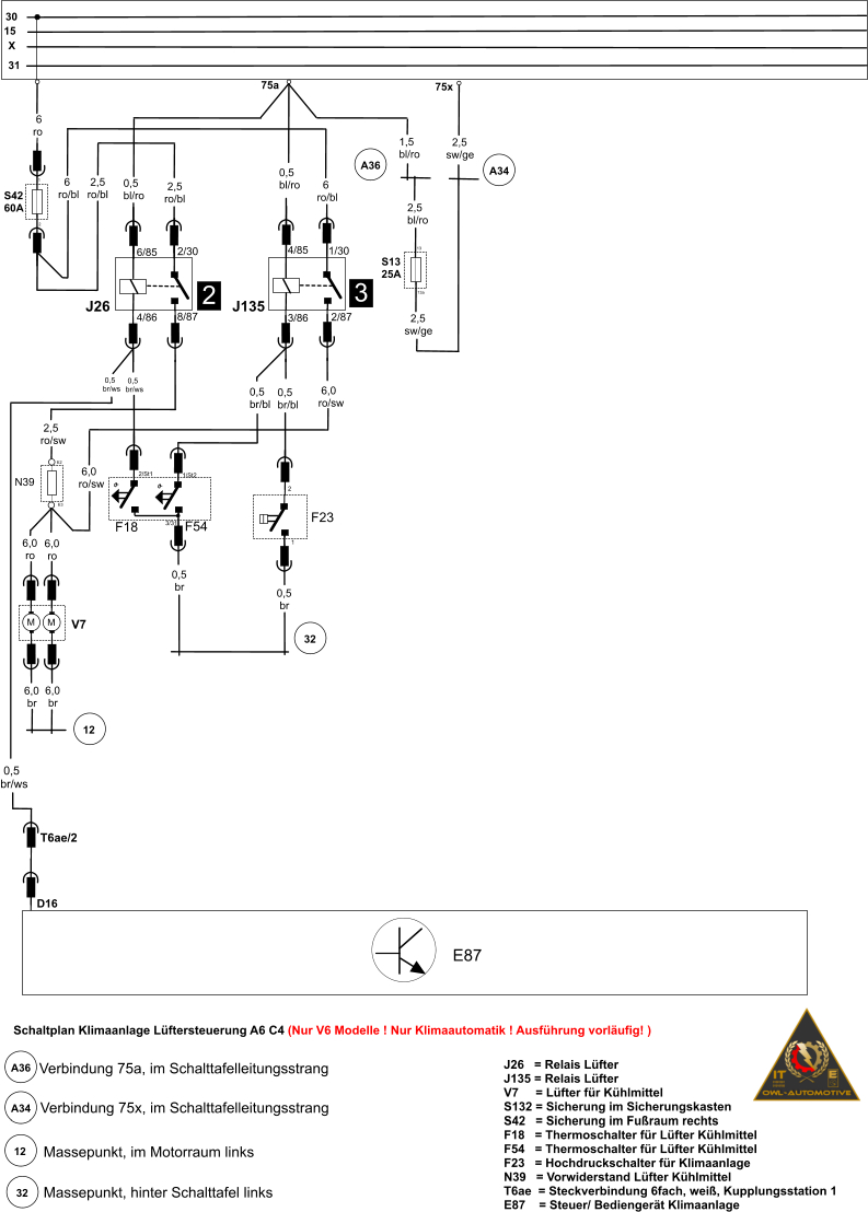 Klimaanlage A6 C4 Schaltplan Klimaanlage A6 C4 Schaltplan